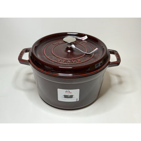 Staub 5 Qt Deep Round Cocotte Grenadine 4.7L MADE IN FRANCE CAST IRON - Picture 1 of 8